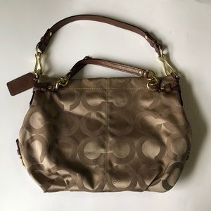 Vintage Tan and brown Coach Signature Style Hobo purse